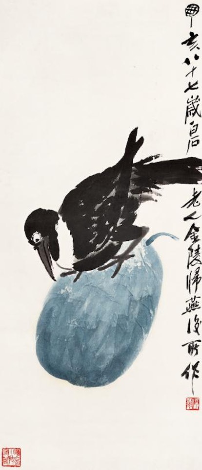 Crow and white gourd by Qi Baishi