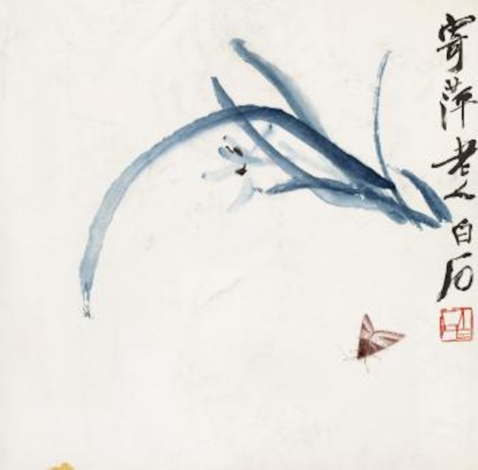 Orchid and a moth by Qi Baishi