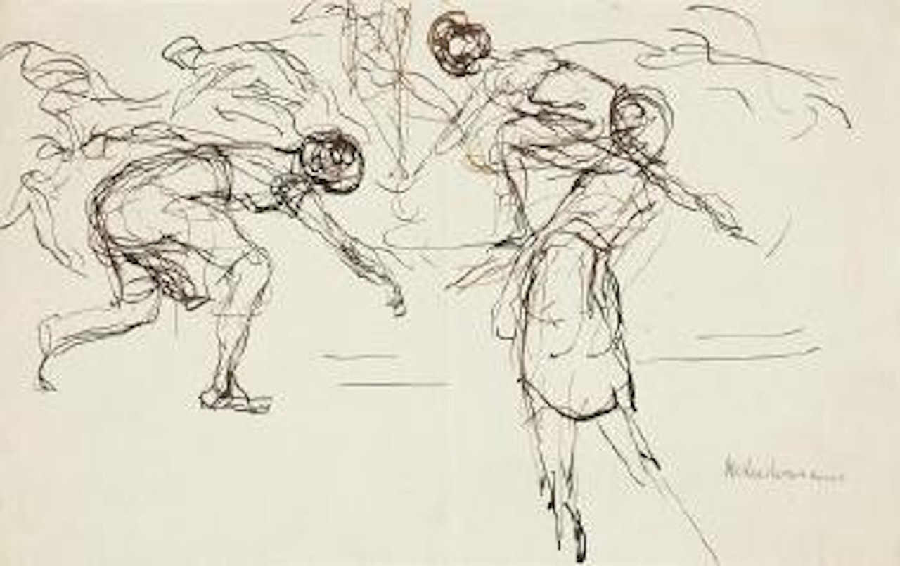 Studie mit weiblichen Figuren (Feuertanz der bösen Götter) by Max Liebermann