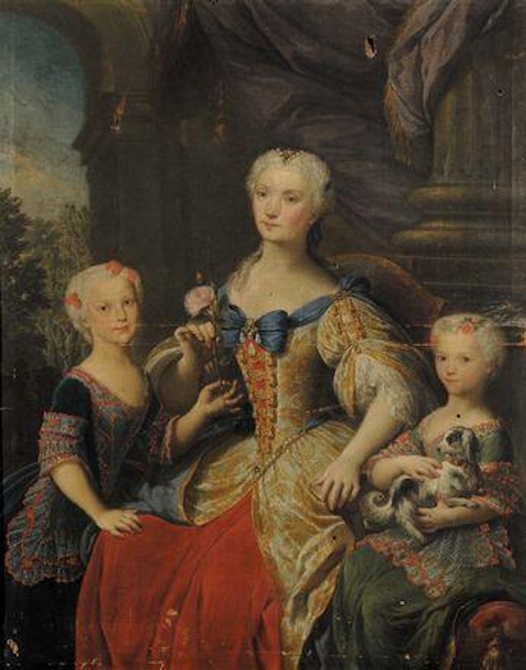 Dama con figlie by French School