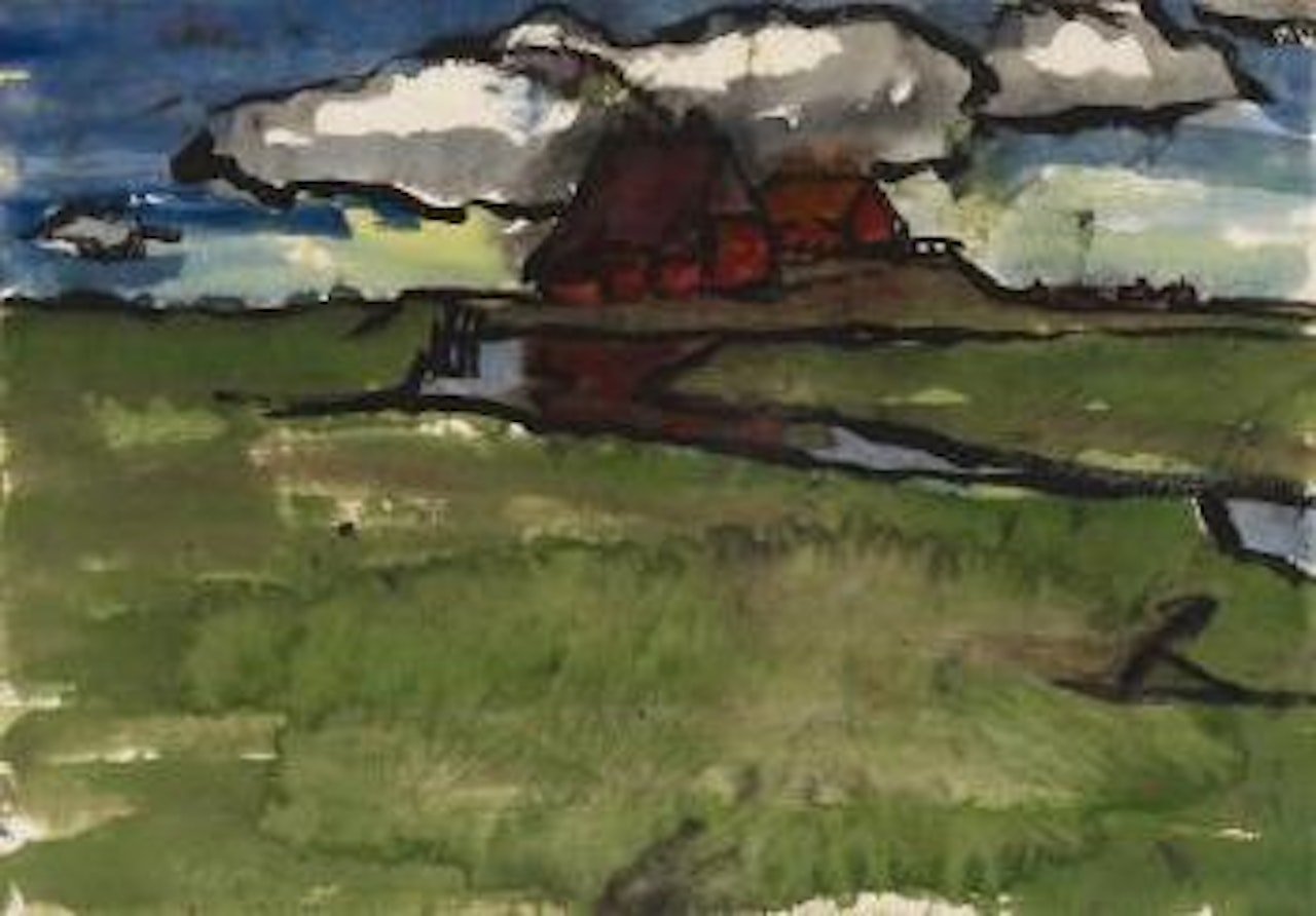 Landschaft mit roten Häusern by Emil Nolde