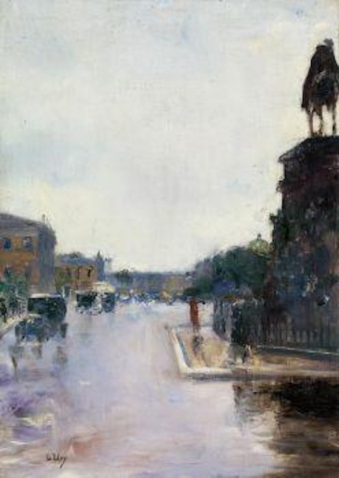 Unter den Linden mit Blick auf die Universität (und das Reiterstandbild Friedrichs II) by Lesser Ury