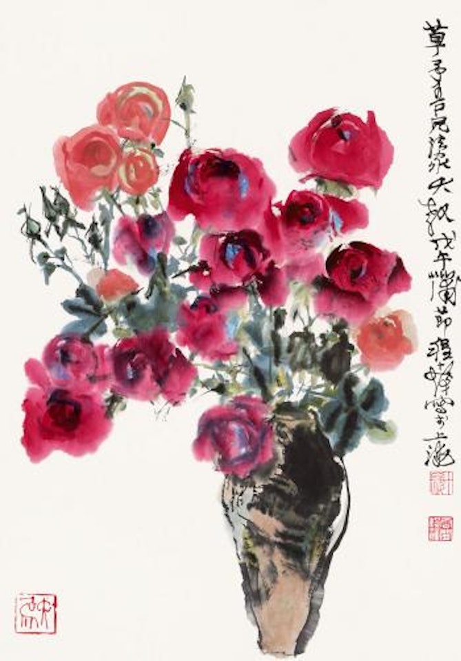 Roses in bottle by Cheng Shifa