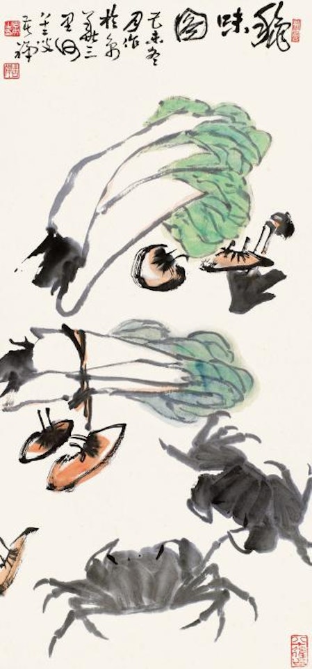 Chinese cabbages and crabs by Li Kuchan
