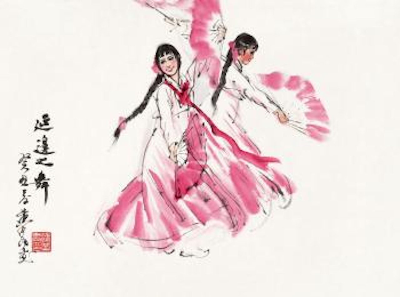 Two dancing girls by Huang Zhou