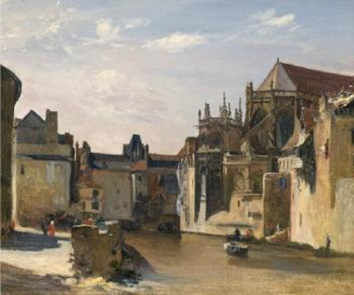 Vue du chevet de l'église Saint Pierre et de l'Odon, Caen by English School