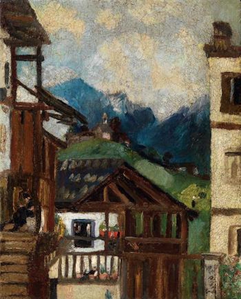 Paesaggio con case in montagna by Filippo de Pisis