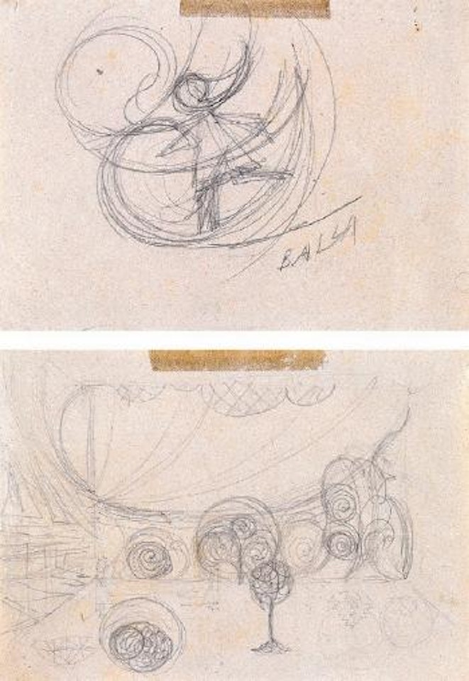 Studio per paesaggio. Bambina con cerchio by Giacomo Balla