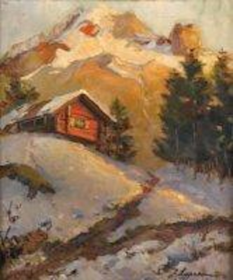 Chalet dans la montagne enneigée by Georgij Aleksandrovic Lapschin