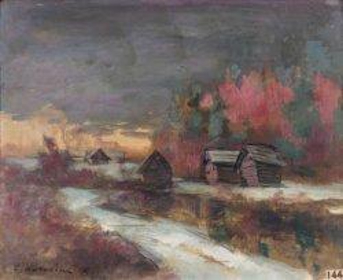 Village dans la forêt, l'hiver by Konstantin Alekseevich Korovin