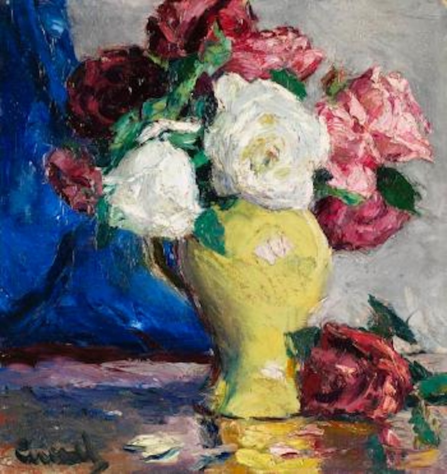 Rosen in gelber vase by Edward Cucuel