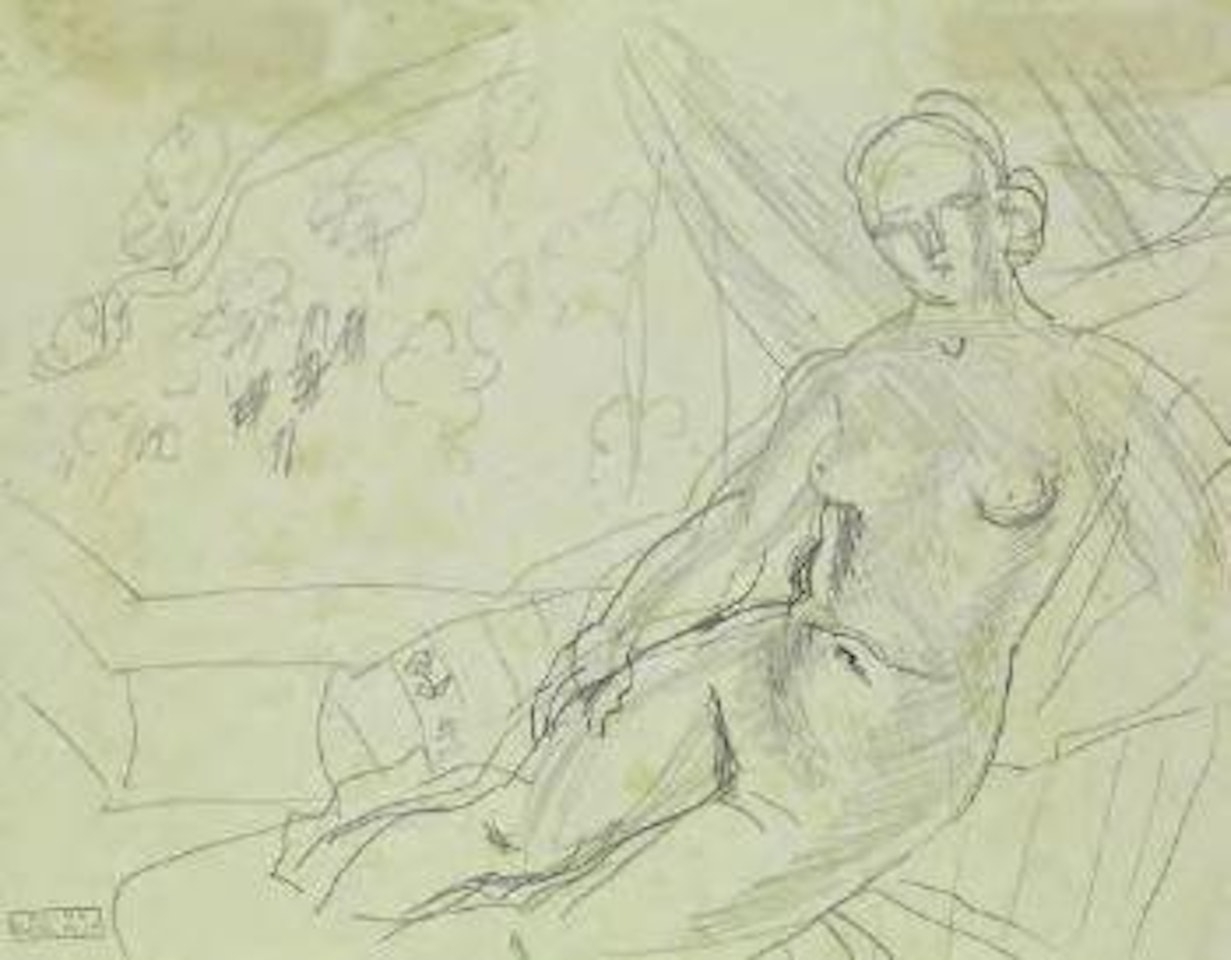Femme allongée au patio à Caldas de Montbuy by Raoul Dufy