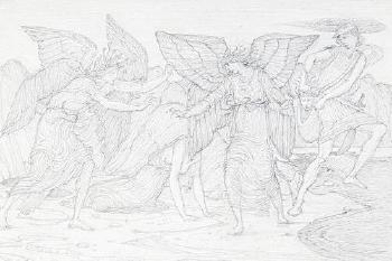 Study for the Escape of Perseus bearing the head of Medusa by Edward Coley Burne-Jones