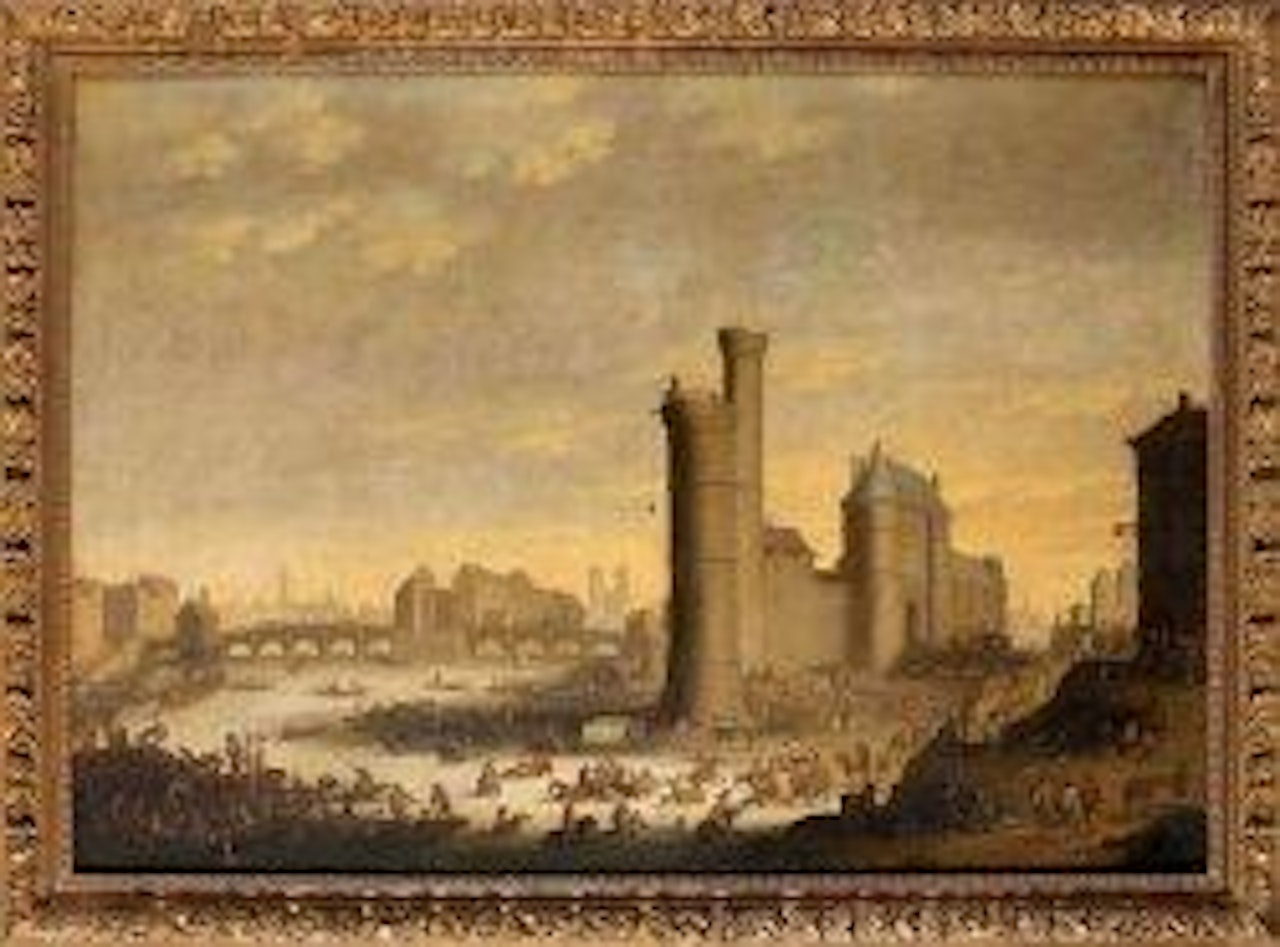 Paris vue de la Seine, Notre Dame, le pont Neuf et à droite la tour de Nesle by Pieter Bout