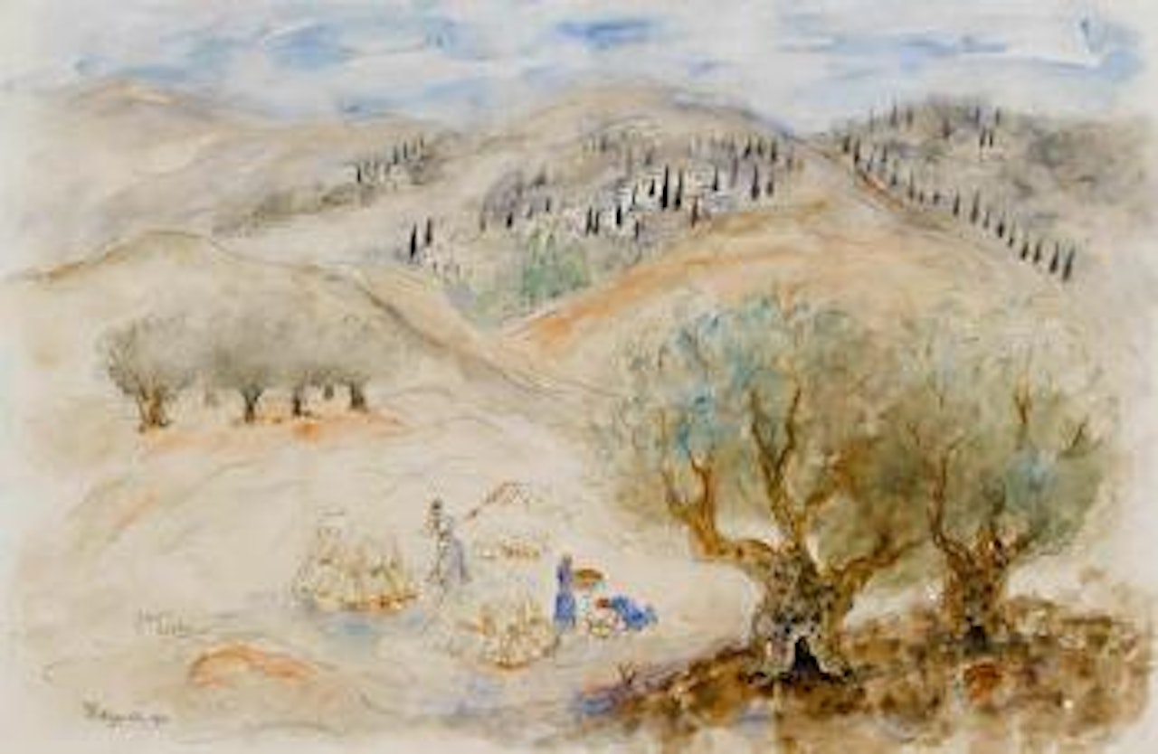 Olive harvest in Nazareth by Reuven Rubin