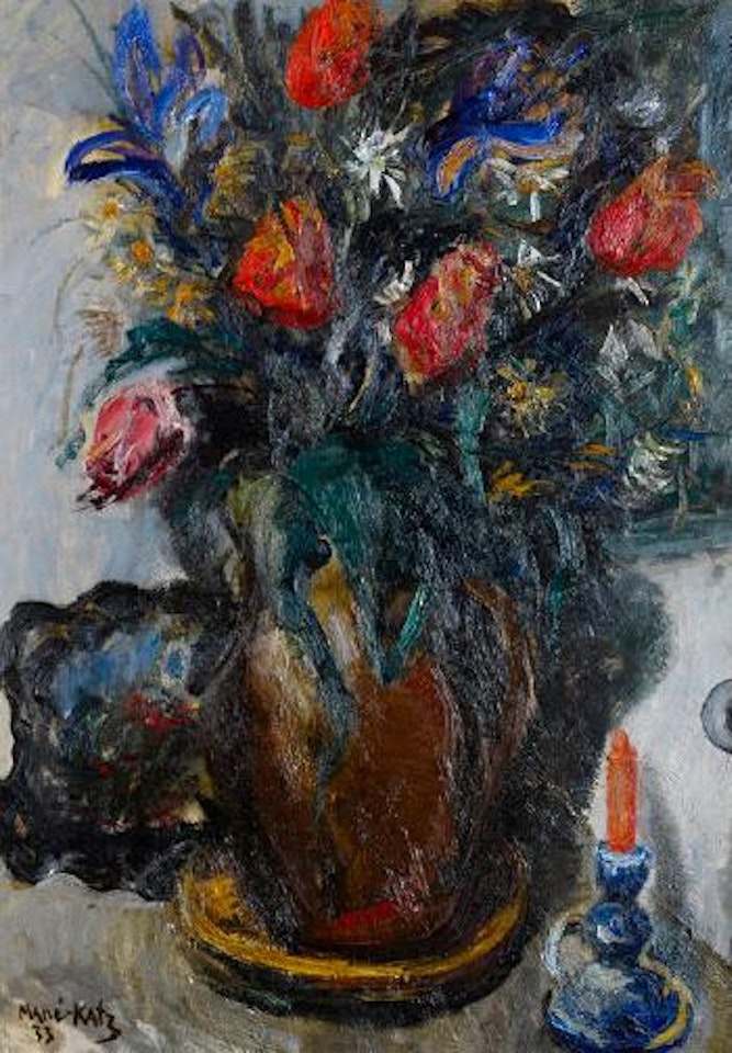 Still life with flowers and candlestick by Emmanuel Mané-Katz