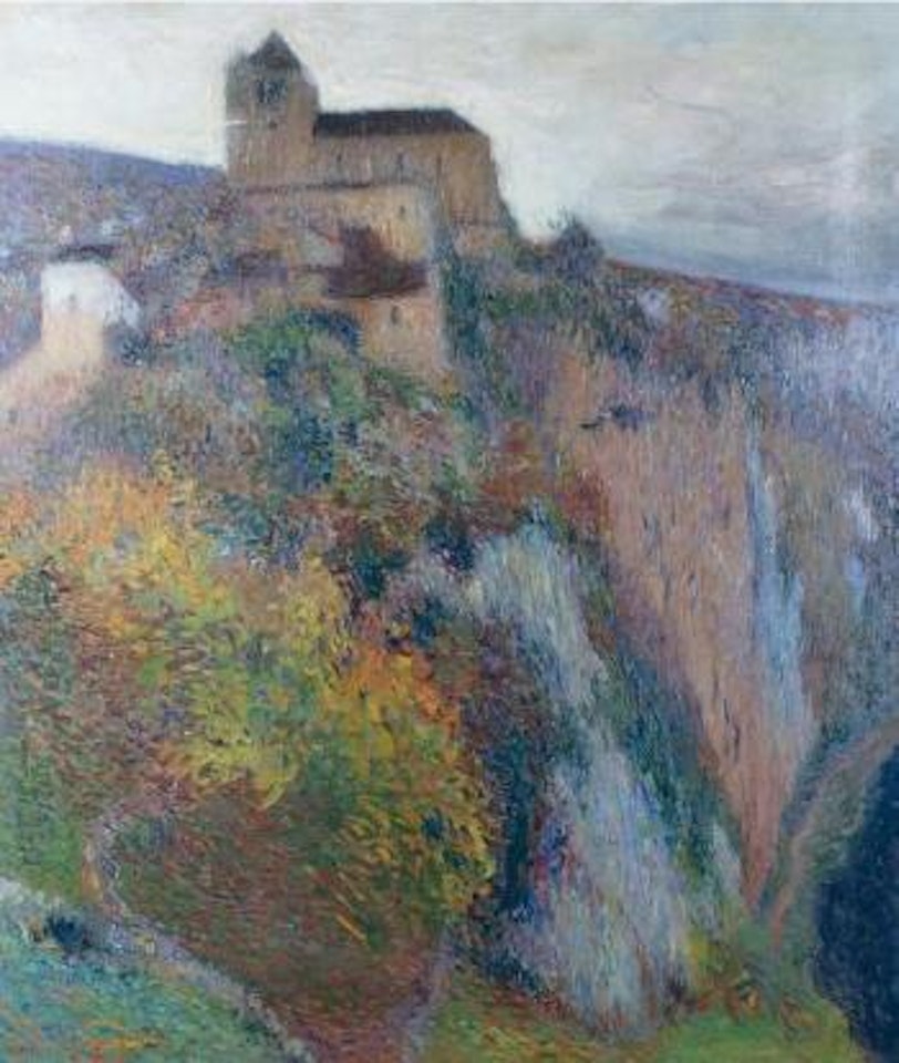 Vue de Saint Cirq Lapopie dans la vallée du Lot by Henri Jean Guillaume Martin