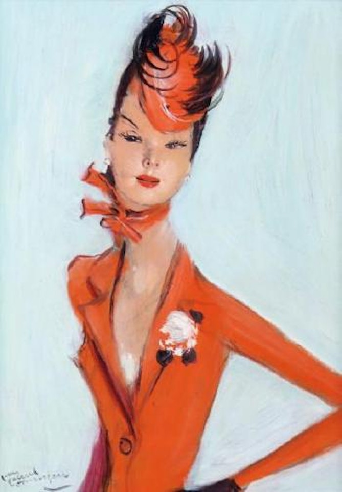Élisa au bibi et à la veste rouge by Jean Gabriel Domergue