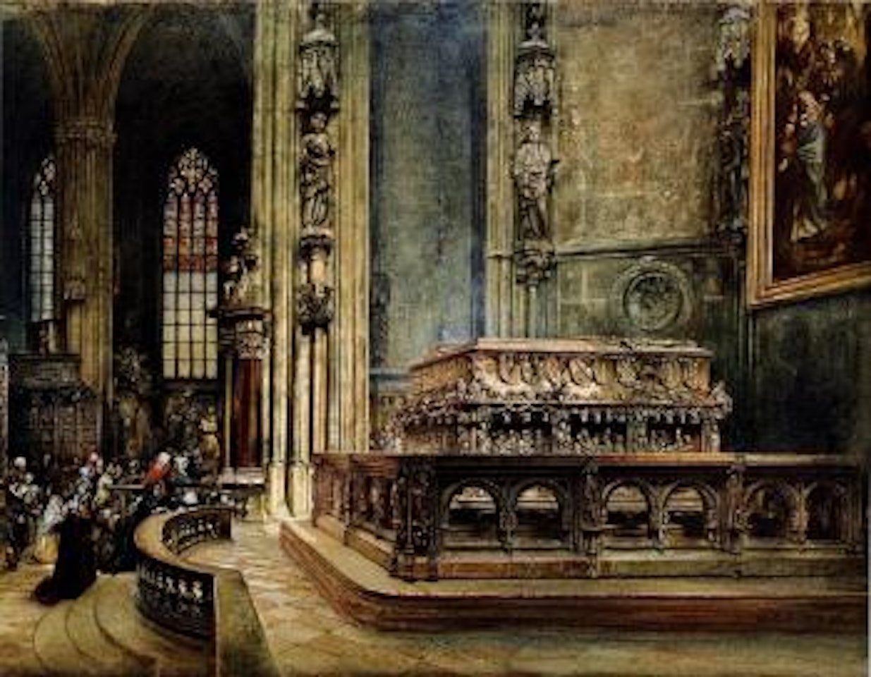 Das Grabmal Kaiser Friedrichs III im Wiener Stephansdom by Rudolf von Alt
