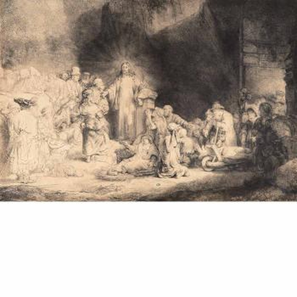 Christ healing the sick: The hundred guilder print by Attributed to Rembrandt Harmensz van Rijn