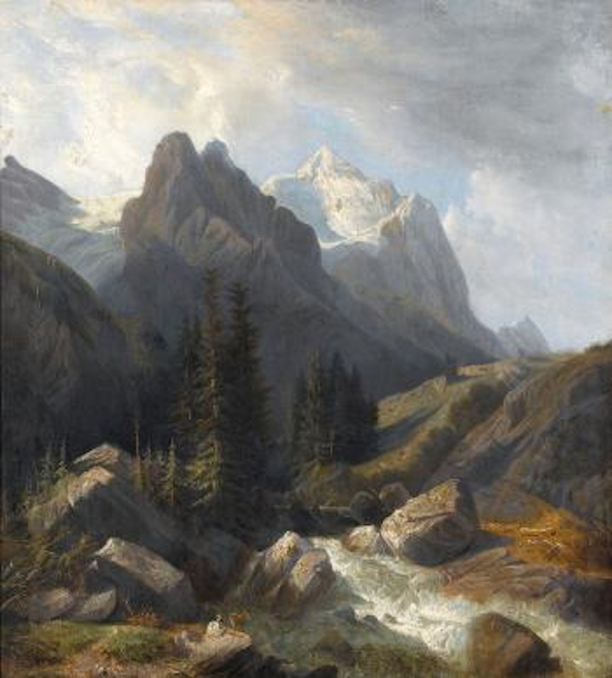 Well- und Wetterhorn von Rosenlaui aus by Alexandre Calame