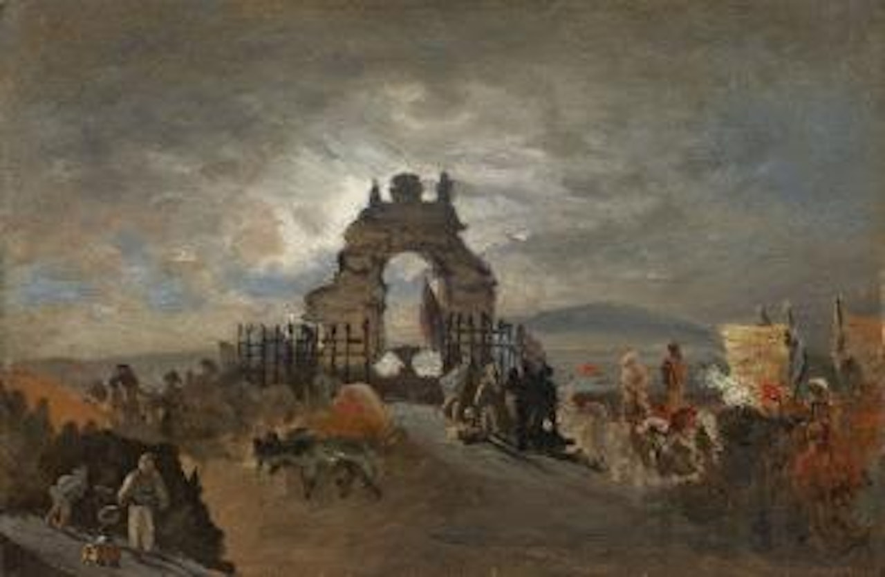 Die Fontana di S. Lucia in Neapel by Oswald Achenbach
