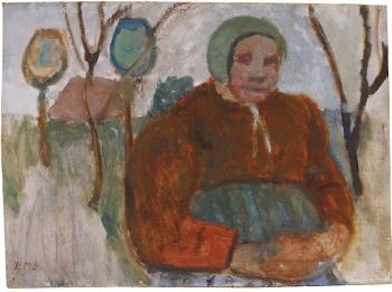 Armenhäuslerin im Garten sitzend by Paula Modersohn-Becker