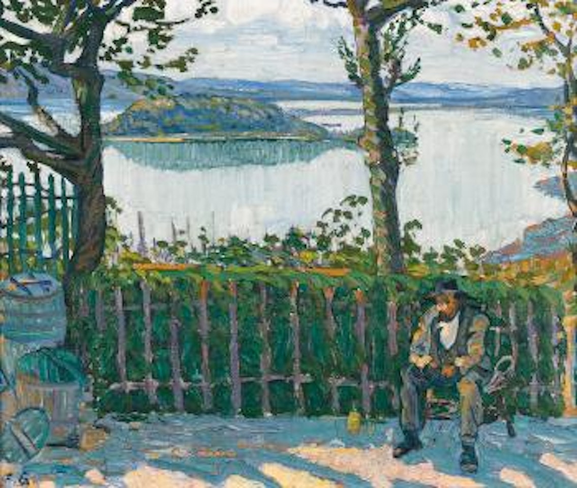 Gartenpartie mit Blick auf den Bielersee by Ernst Geiger