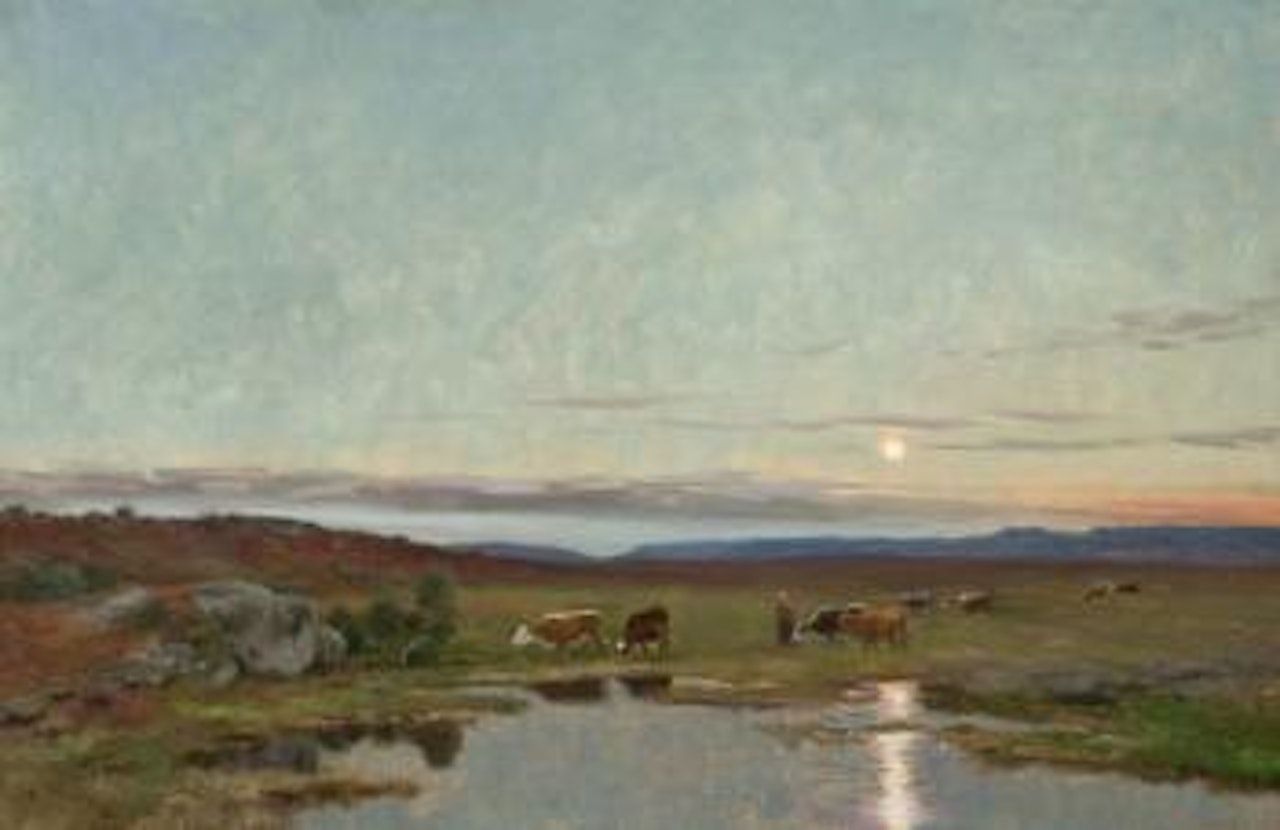 Landskap med kuer, Norefjell by Christian Skredsvig
