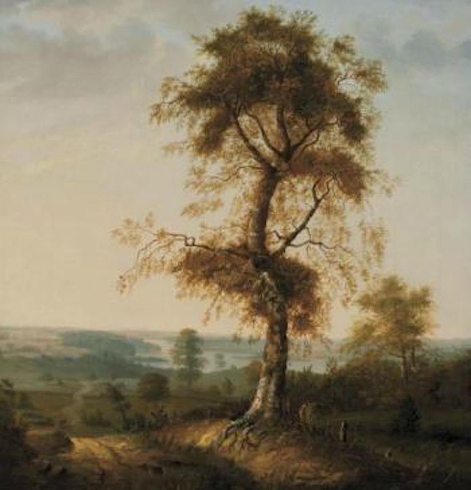 Bjerk i høstlandskap by Johan Christian Clausen Dahl
