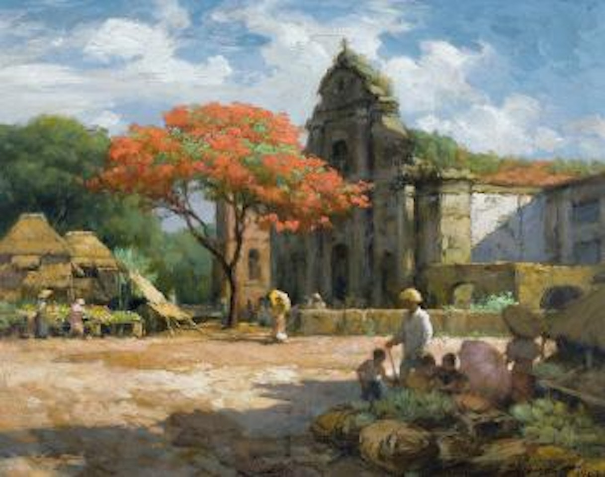 Sonniger Kirchplatz auf den Philippenen by Fernando Amorsolo