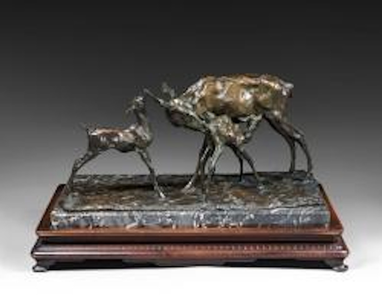 Biche et ses deux faons by Rembrandt Bugatti