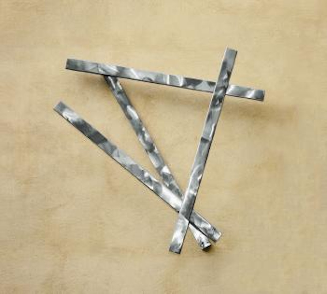 One fixed, three moving lines, wall II by George Rickey