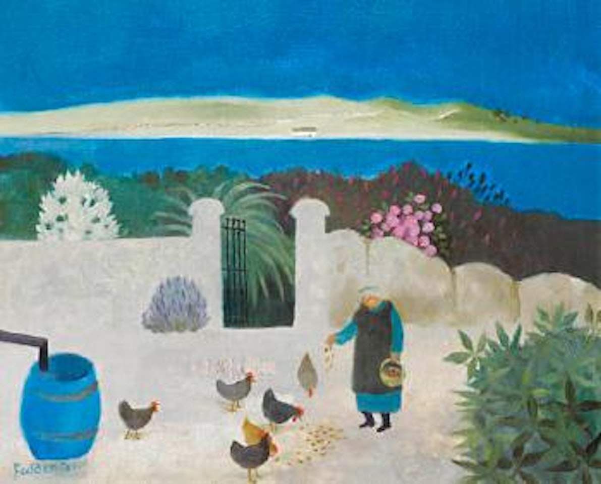 Feeding the chickens by Mary Fedden