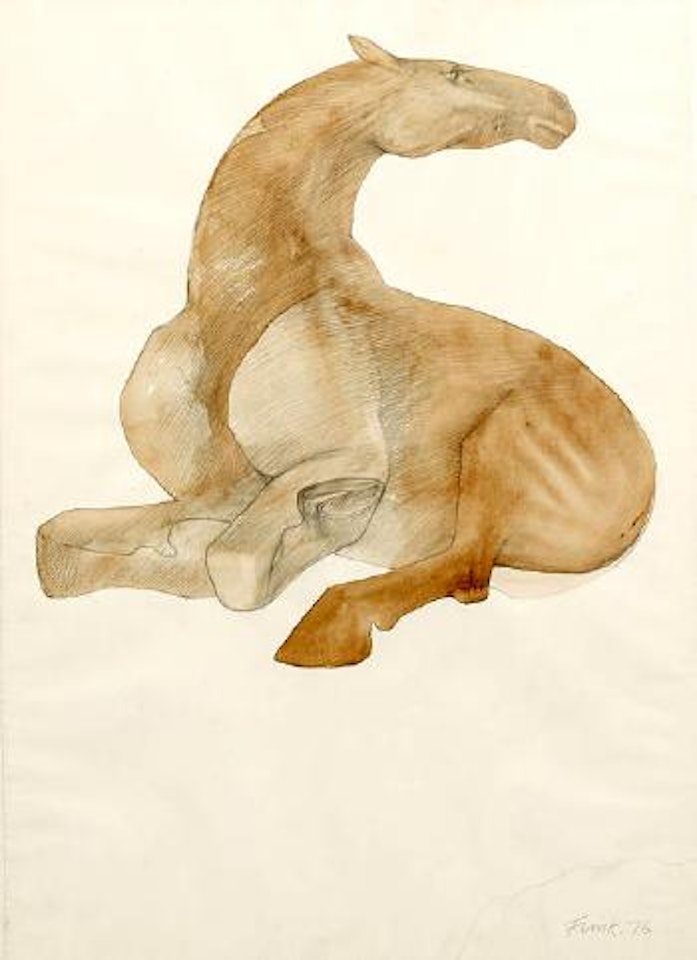 Seated horse by Elisabeth Frink