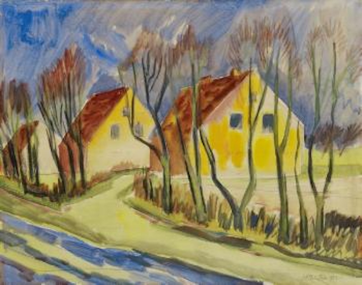 Dorfstrasse in Frühling (Leba) by Max Pechstein