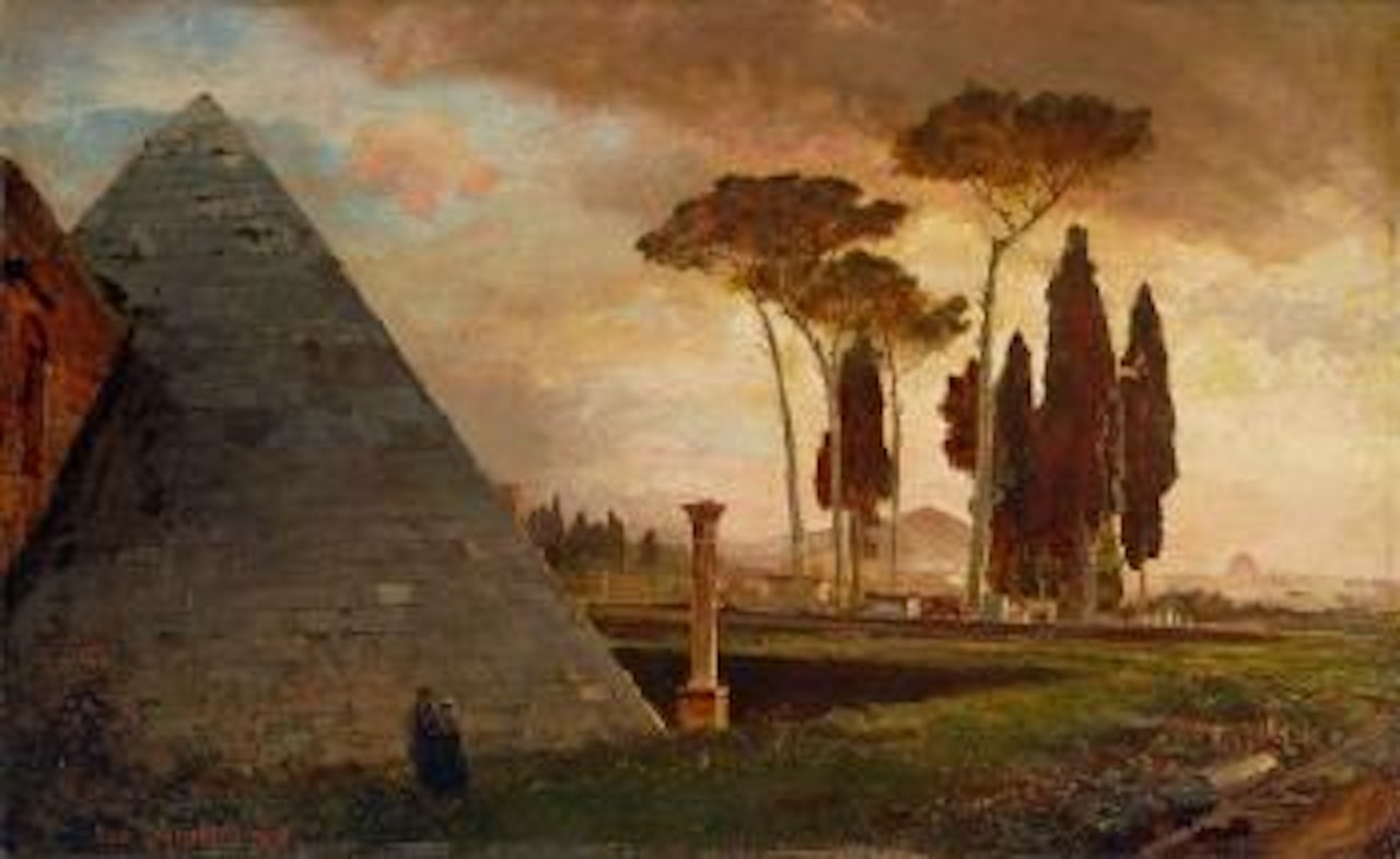 Cestius-pyramide und protestantischer friedhof in Rom by Oswald Achenbach
