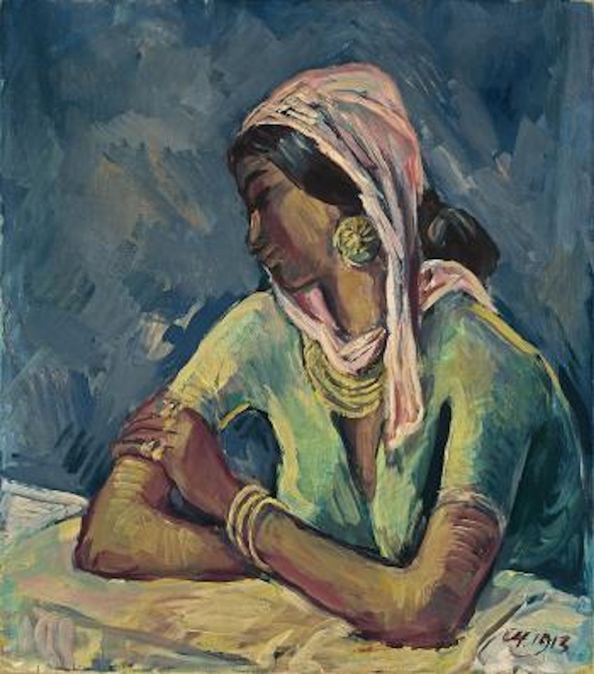 Hindu-mädchen (hindufrau) by Karl Hofer