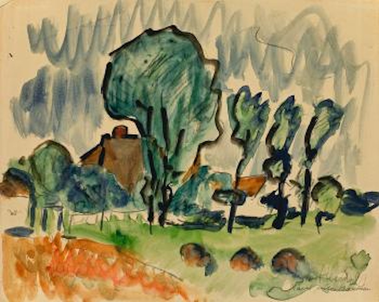 Haus unter bäumen by Erich Heckel