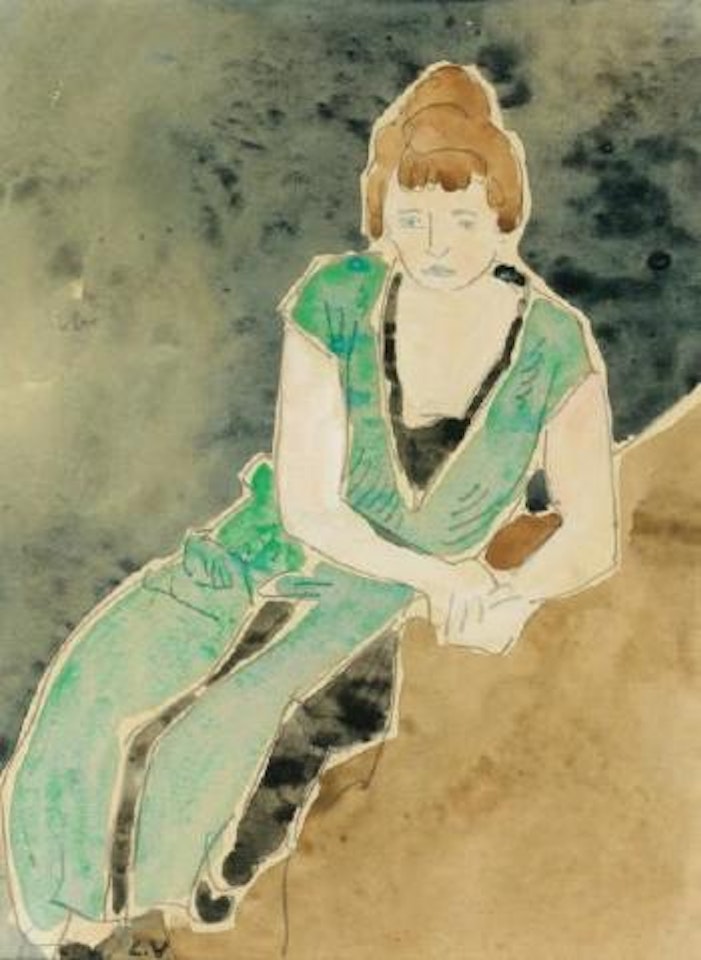 Femme pensive accoudée à un rocher by Louis Valtat