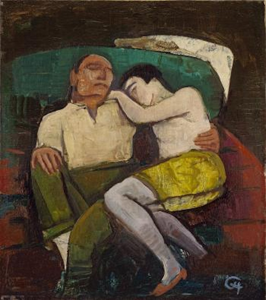 Ruhendes paar (liebespaar) by Karl Hofer