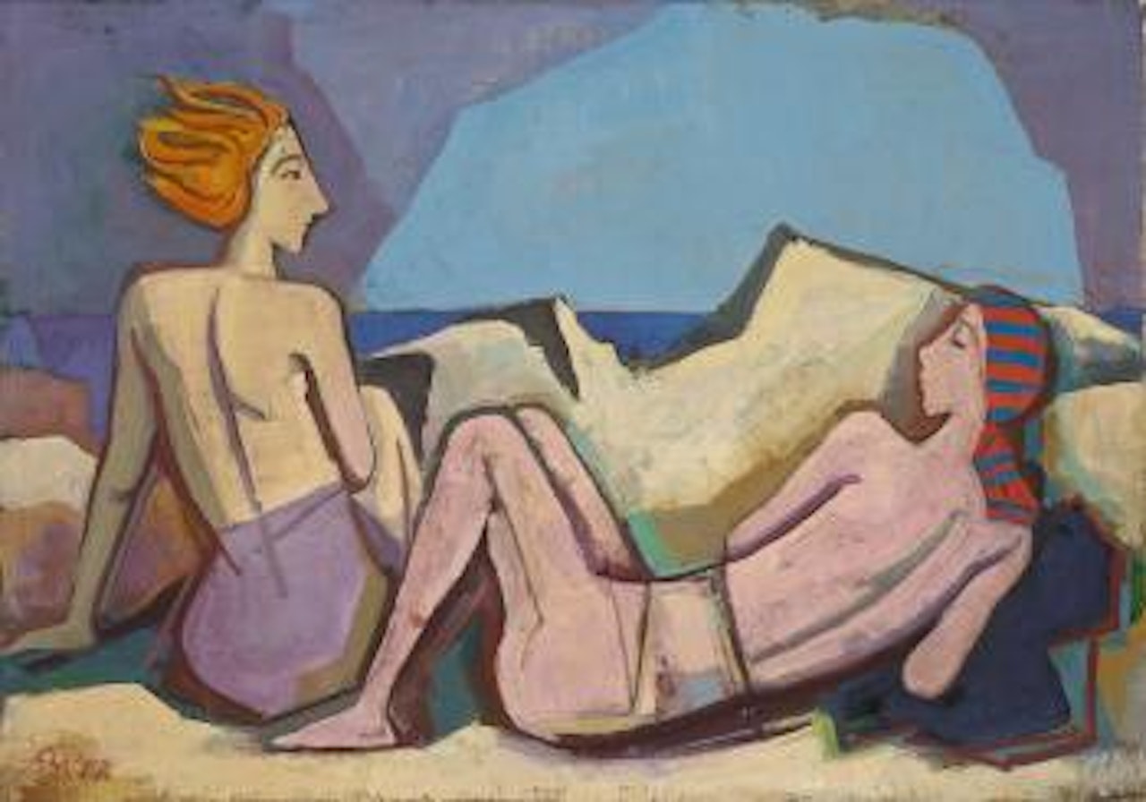Zwei frauen am meer by Karl Hofer