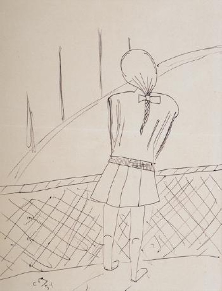 Schoolgirl by the fence by Charles Blackman