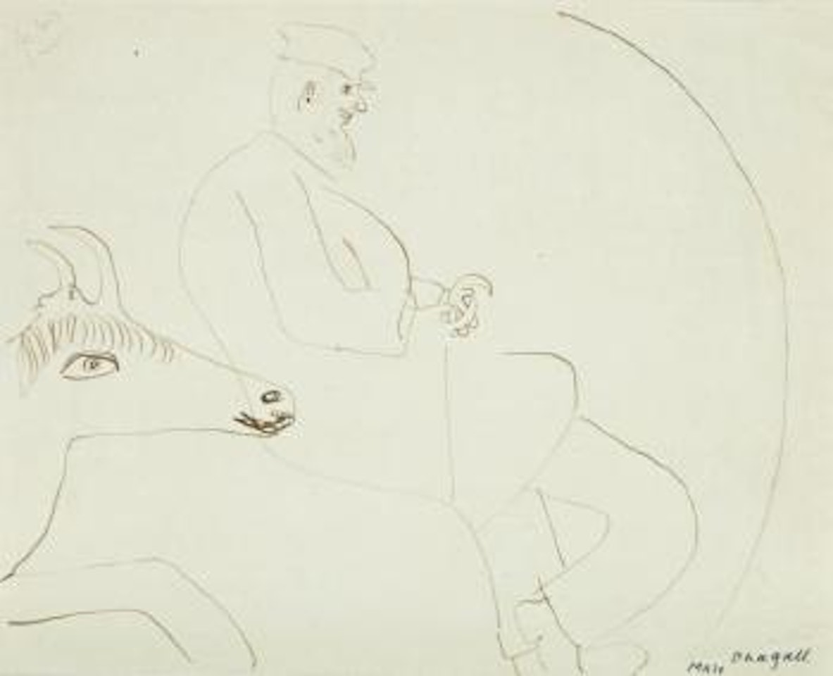 Vieil homme et bouc by Marc Chagall