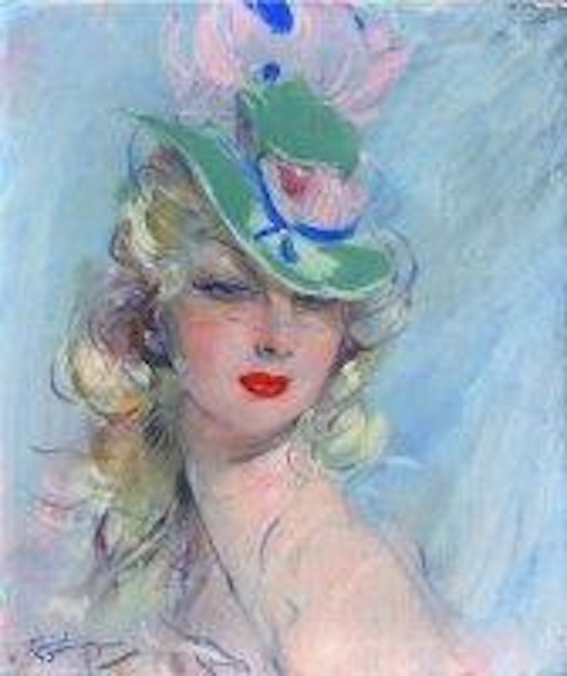 Andrée Lorrain au chapeau vert by Jean Gabriel Domergue