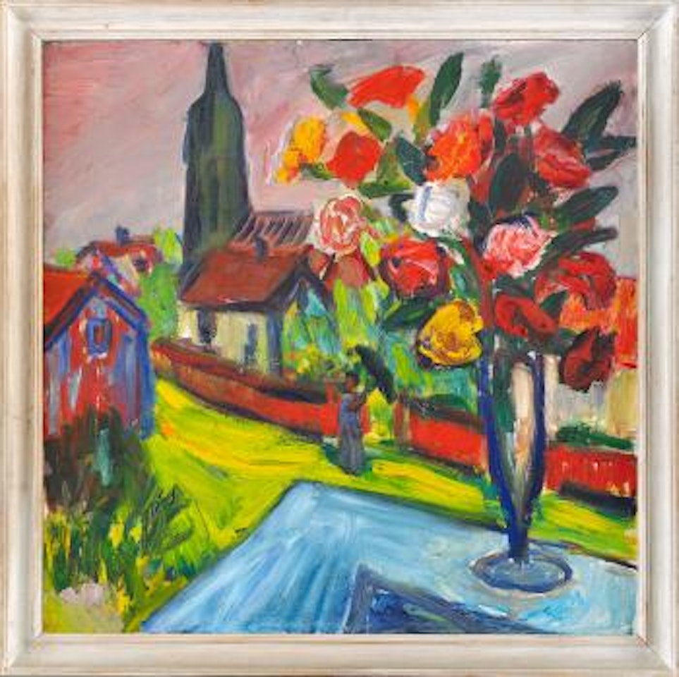 Balkongutsikt med blomsterprakt by Ivan Ivarson