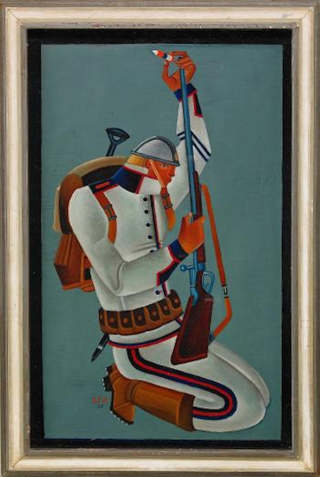 Knäböjande soldat by Gosta Adrian-Nilsson