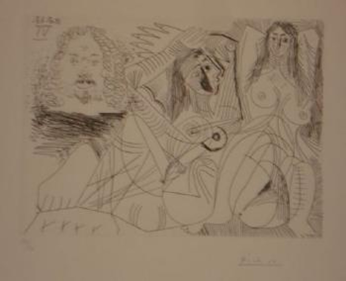 Homme Rembranesque et deux femmes nues by Pablo Picasso