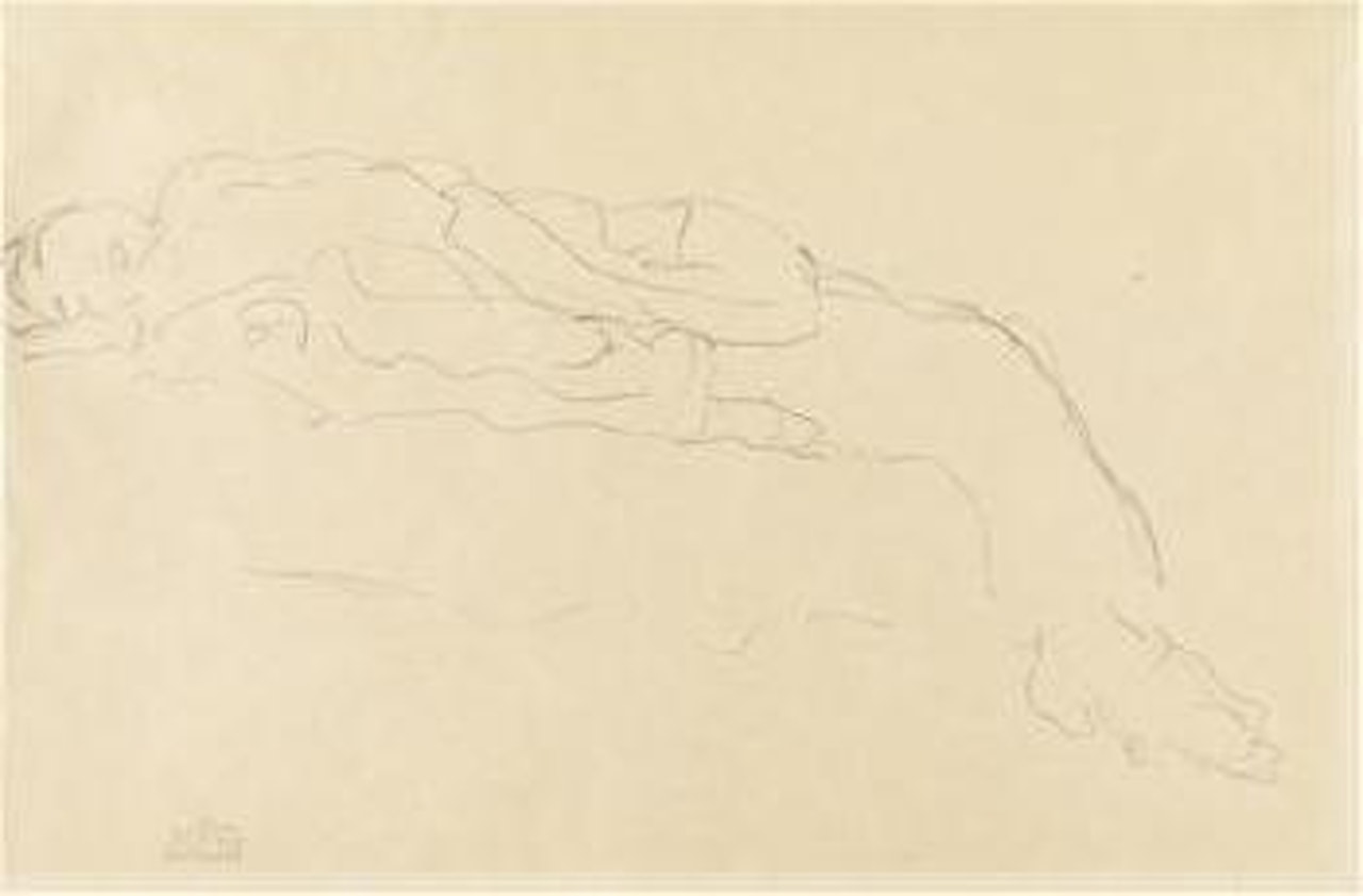 Woman reclining on a sofa by Gustav Klimt