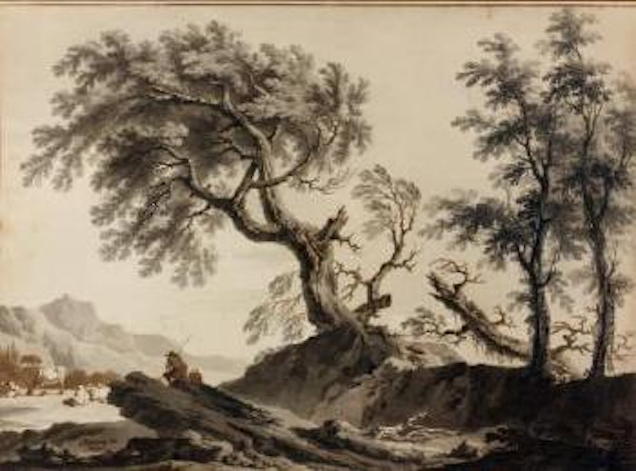 Paysage avec bergers et troupeau by Pietro IL Vecchio Palmieri